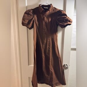 Tuckernuck Hyacinth House Chocolate Front Zip Denim Midi Dress